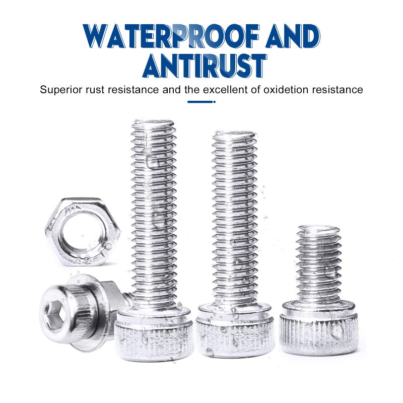 NINDEJIN 880Pcs Screw Nuts and Bolts Assortment Kit, M2 M3 M4 M5 Metric Bolts and Nuts and Washers Set, 304 Stainless Steel Precise Hex Socket Head Cap Machine Screws Set with Allen Wrenches - Image 3